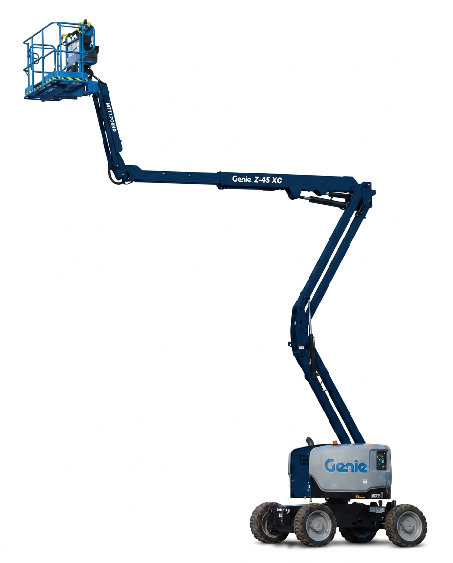 Brazo articulado Genie Z-45 XC azul con jib elevado